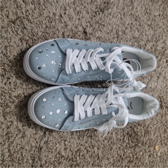 Blue denim Sneakers with Sparkle Accents - Picture 9 of 11